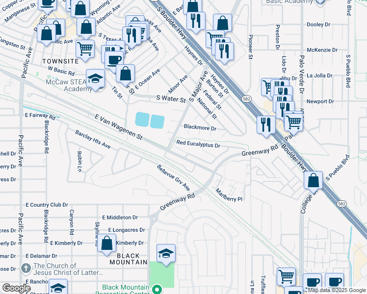 map of restaurants, bars, coffee shops, grocery stores, and more near 264 Sweet Sugar Pine Dr in Henderson