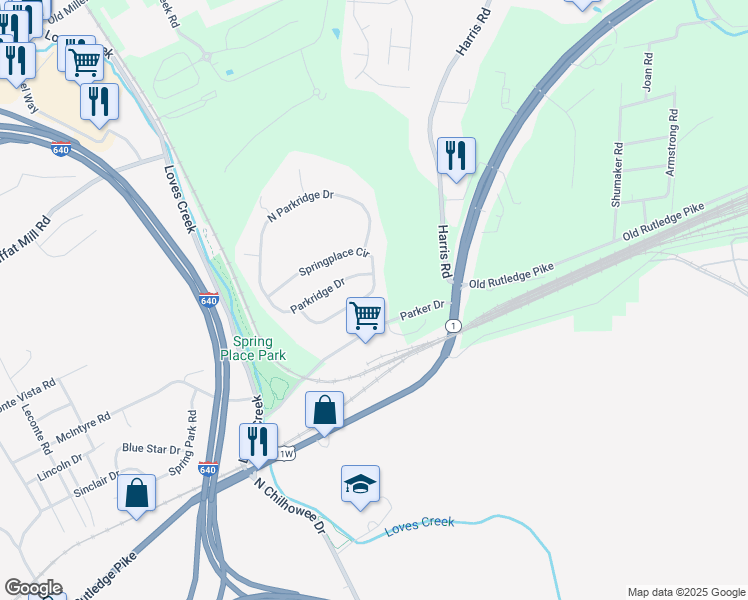 map of restaurants, bars, coffee shops, grocery stores, and more near in Knox County