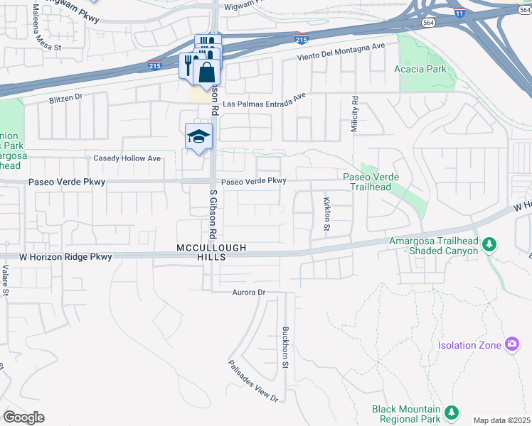 map of restaurants, bars, coffee shops, grocery stores, and more near 193 Calabria Peak Court in Henderson