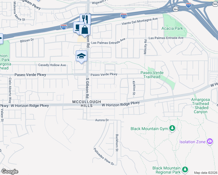map of restaurants, bars, coffee shops, grocery stores, and more near 193 Calabria Peak Court in Henderson