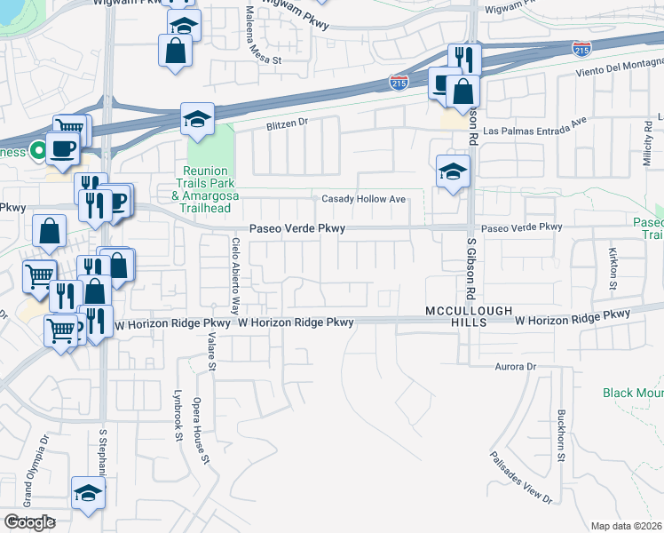 map of restaurants, bars, coffee shops, grocery stores, and more near 183 Rolling Fields Court in Henderson