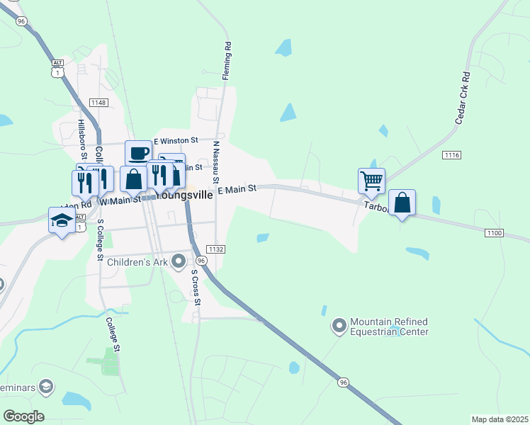 map of restaurants, bars, coffee shops, grocery stores, and more near 112 Bonterra Drive in Youngsville