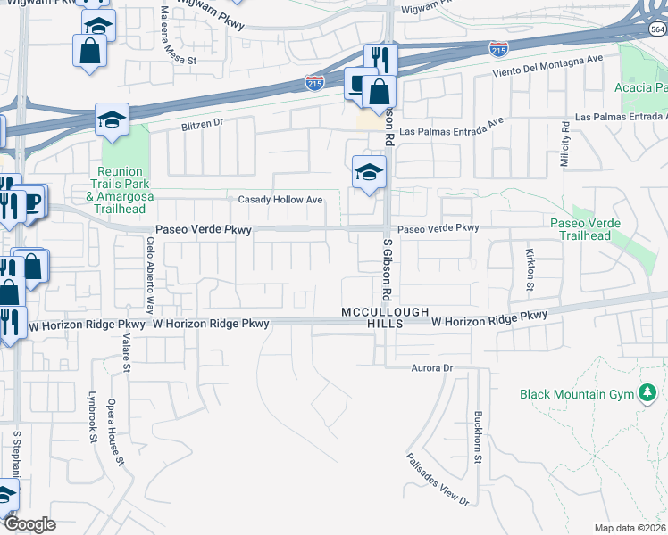 map of restaurants, bars, coffee shops, grocery stores, and more near 182 Coyote Hills Street in Henderson