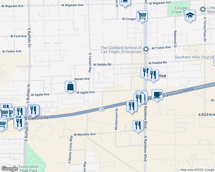 map of restaurants, bars, coffee shops, grocery stores, and more near 7206 Copper Grove Avenue in Las Vegas