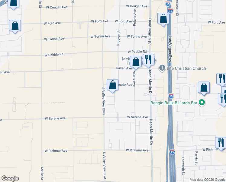 map of restaurants, bars, coffee shops, grocery stores, and more near 3757 Brittany Nicole Court in Las Vegas