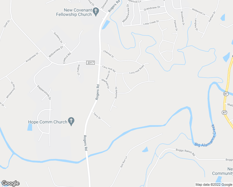 map of restaurants, bars, coffee shops, grocery stores, and more near 2516 Sunfield Drive in Graham