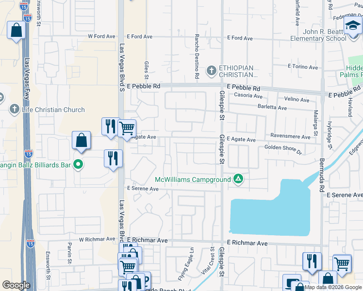 map of restaurants, bars, coffee shops, grocery stores, and more near 123 Woolman Rink Avenue in Las Vegas