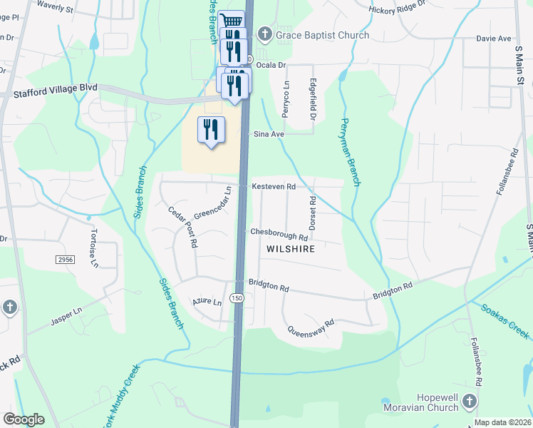 map of restaurants, bars, coffee shops, grocery stores, and more near 4841 Bishop Gate Road in Winston-Salem