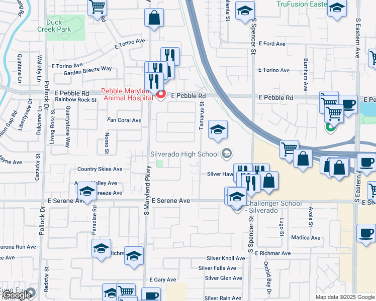 map of restaurants, bars, coffee shops, grocery stores, and more near 1430 October Oak Avenue in Las Vegas