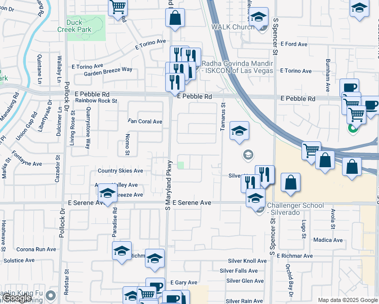 map of restaurants, bars, coffee shops, grocery stores, and more near 1304 October Oak Avenue in Las Vegas