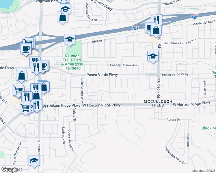 map of restaurants, bars, coffee shops, grocery stores, and more near 181 Rocky Star Street in Henderson
