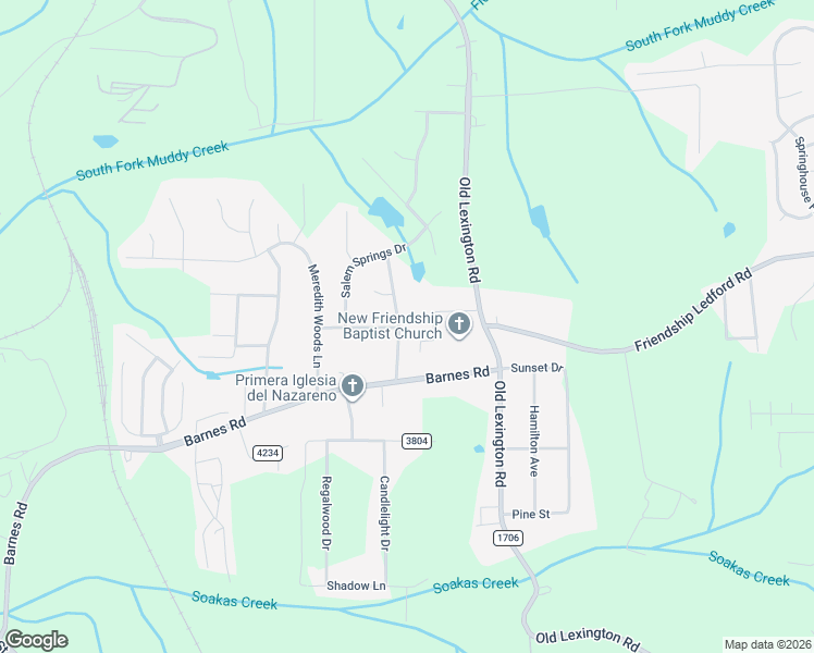 map of restaurants, bars, coffee shops, grocery stores, and more near 4248 Friendship Church Road in Winston-Salem