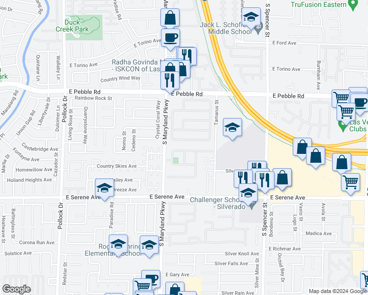 map of restaurants, bars, coffee shops, grocery stores, and more near 1304 October Oak Avenue in Las Vegas