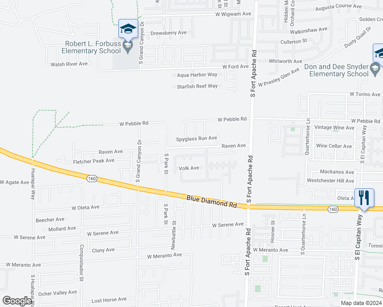 map of restaurants, bars, coffee shops, grocery stores, and more near 9598 Greensburg Avenue in Las Vegas
