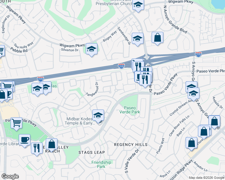 map of restaurants, bars, coffee shops, grocery stores, and more near 1908 Coyote Pass Way in Henderson