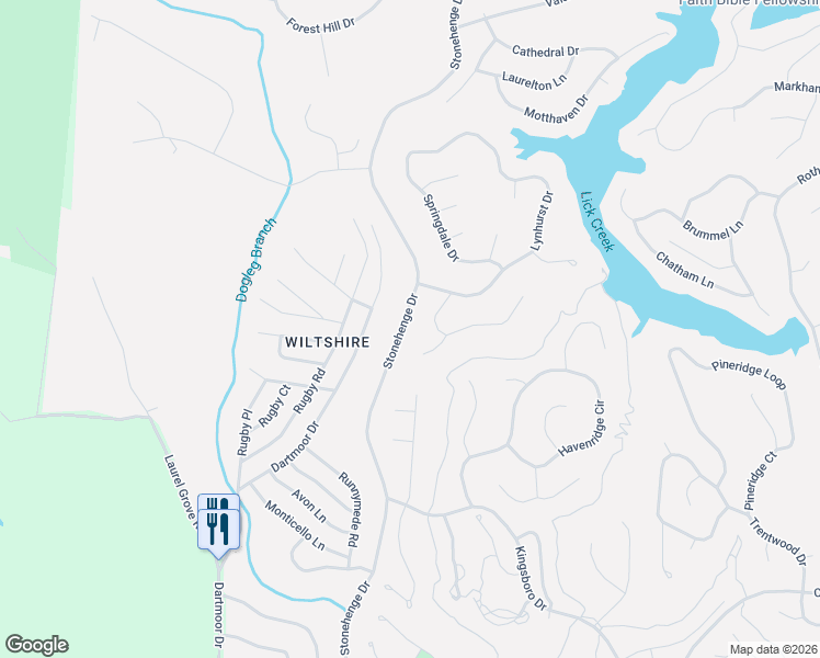 map of restaurants, bars, coffee shops, grocery stores, and more near 18 Benwick Court in Crossville