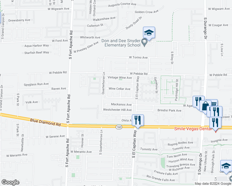 map of restaurants, bars, coffee shops, grocery stores, and more near 9128 Landons Point Court in Las Vegas