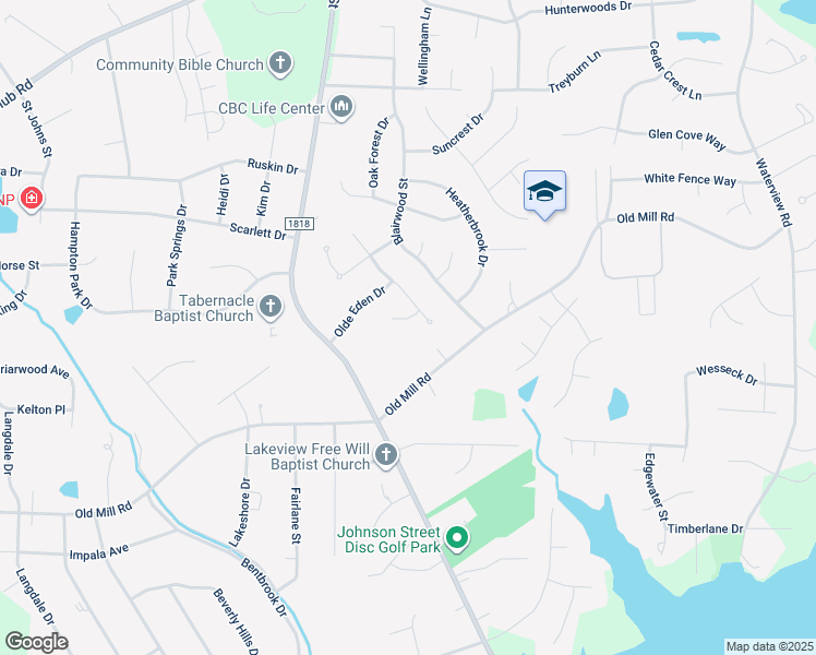 map of restaurants, bars, coffee shops, grocery stores, and more near 1506 Misty Hill Circle in High Point