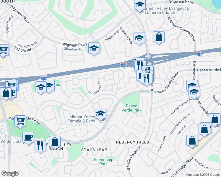 map of restaurants, bars, coffee shops, grocery stores, and more near 1910 Coyote Pass Way in Henderson