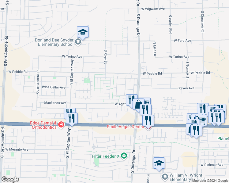 map of restaurants, bars, coffee shops, grocery stores, and more near 8985 South Durango Drive in Las Vegas