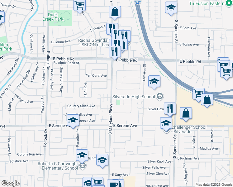 map of restaurants, bars, coffee shops, grocery stores, and more near 1232 October Oak Avenue in Las Vegas