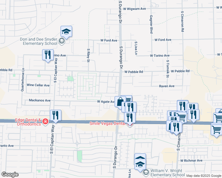 map of restaurants, bars, coffee shops, grocery stores, and more near 8985 Durango Drive in Las Vegas