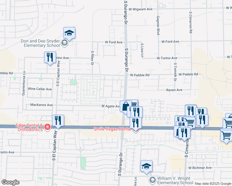 map of restaurants, bars, coffee shops, grocery stores, and more near 8985 South Durango Drive in Las Vegas