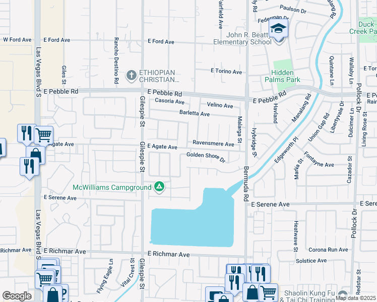 map of restaurants, bars, coffee shops, grocery stores, and more near 284 Golden Shore Drive in Las Vegas