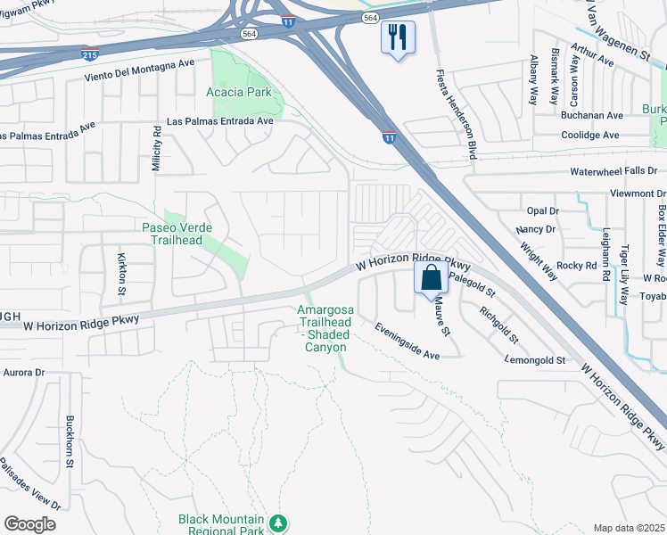 map of restaurants, bars, coffee shops, grocery stores, and more near 605 Backbone Mountain Drive in Henderson