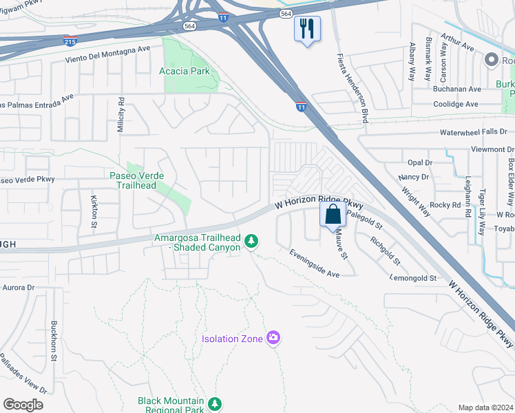 map of restaurants, bars, coffee shops, grocery stores, and more near 605 Backbone Mountain Drive in Henderson