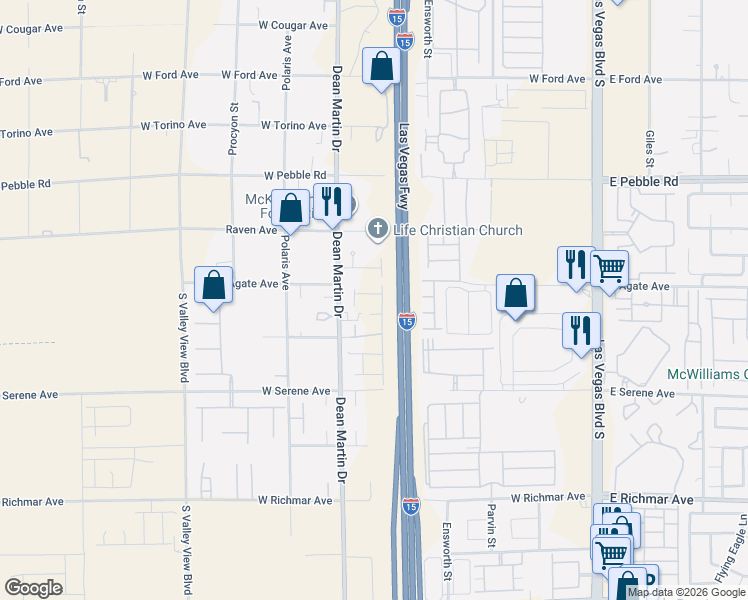 map of restaurants, bars, coffee shops, grocery stores, and more near 3045 Foxtail Hollow Avenue in Las Vegas