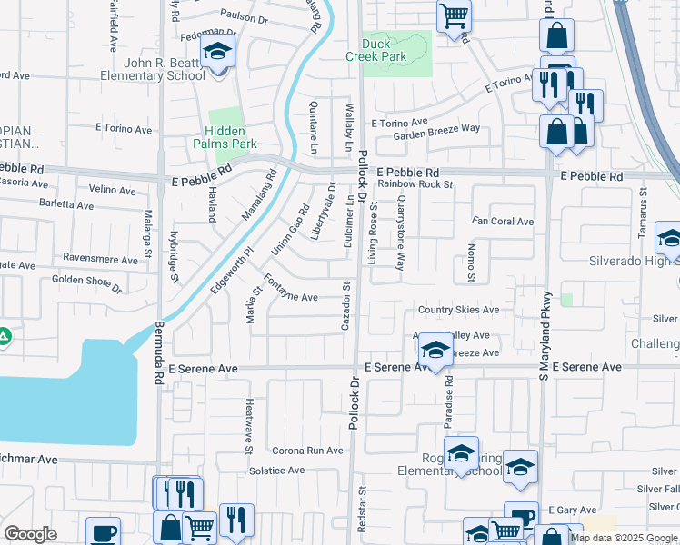 map of restaurants, bars, coffee shops, grocery stores, and more near 764 Castlebridge Avenue in Las Vegas