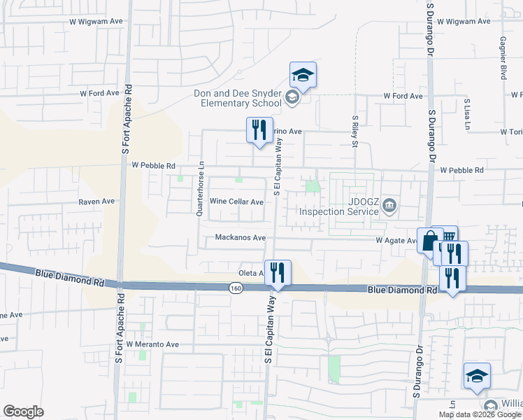 map of restaurants, bars, coffee shops, grocery stores, and more near 9034 Grenache Street in Las Vegas
