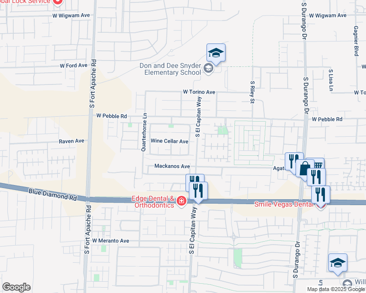 map of restaurants, bars, coffee shops, grocery stores, and more near 9043 Bold Venture Court in Las Vegas