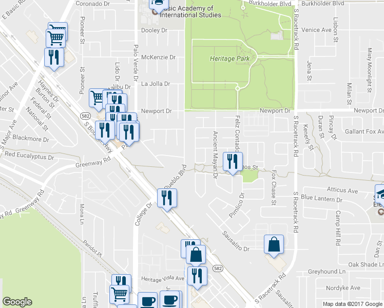 map of restaurants, bars, coffee shops, grocery stores, and more near 533 Scenic Terra Drive in Henderson