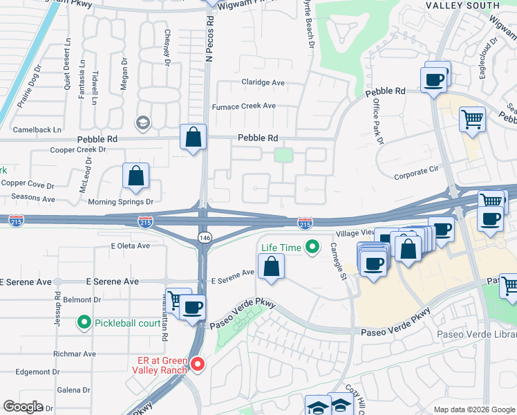 map of restaurants, bars, coffee shops, grocery stores, and more near 2447 Avenida Cataluna in Henderson