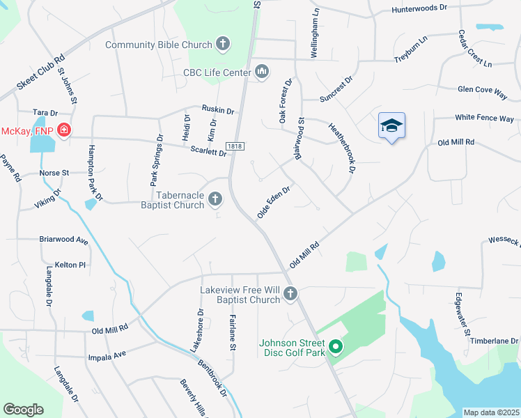 map of restaurants, bars, coffee shops, grocery stores, and more near 1401 Olde Eden Drive in High Point