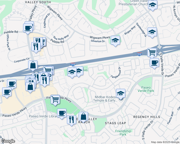 map of restaurants, bars, coffee shops, grocery stores, and more near 16 Golden View Street in Henderson