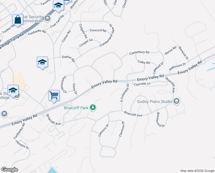 map of restaurants, bars, coffee shops, grocery stores, and more near 511 Emory Valley Road in Oak Ridge