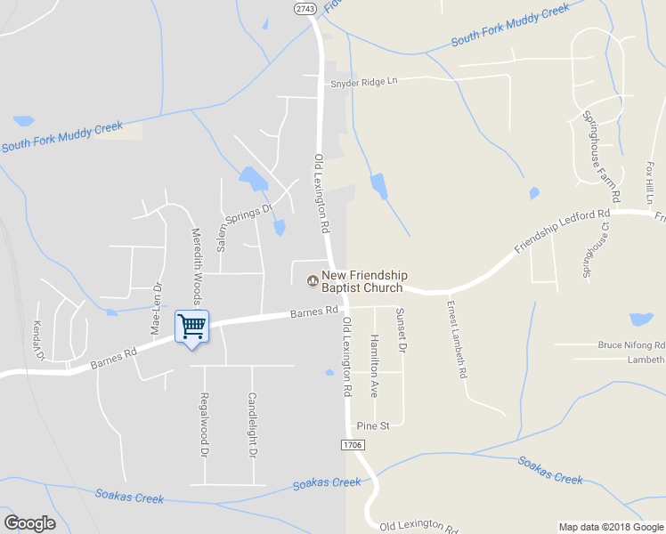 map of restaurants, bars, coffee shops, grocery stores, and more near 4241 Old Lexington Road in Winston-Salem