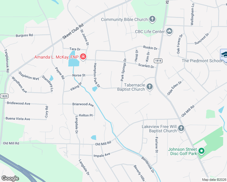 map of restaurants, bars, coffee shops, grocery stores, and more near 1164 Hampton Park Drive in High Point