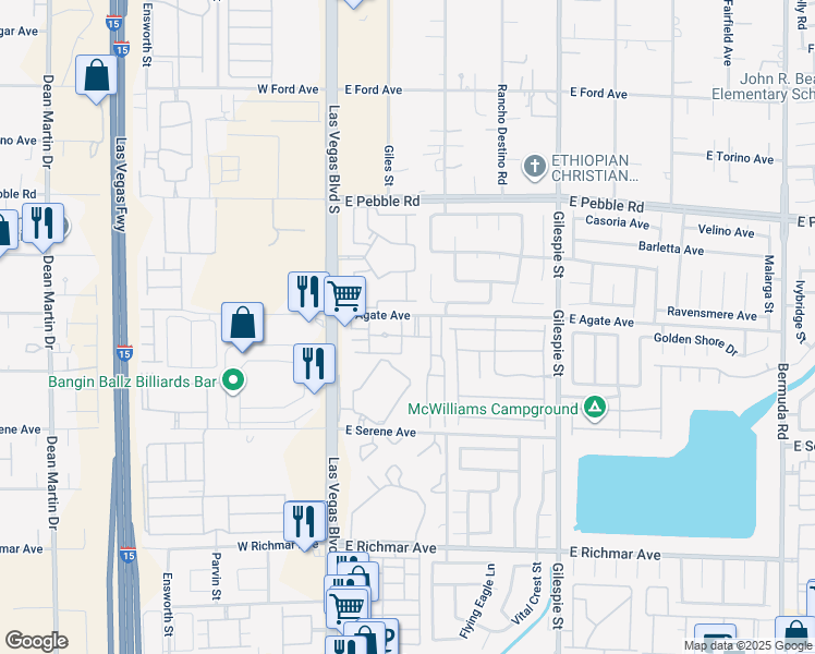 map of restaurants, bars, coffee shops, grocery stores, and more near 43 East Agate Avenue in Las Vegas