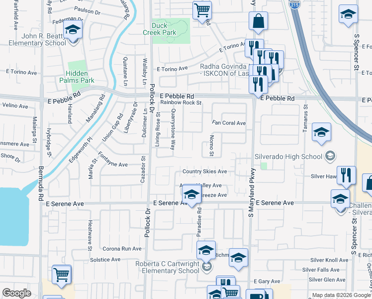 map of restaurants, bars, coffee shops, grocery stores, and more near 988 Hollandsworth Avenue in Las Vegas