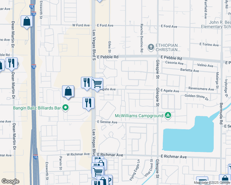 map of restaurants, bars, coffee shops, grocery stores, and more near 43 East Agate Avenue in Las Vegas