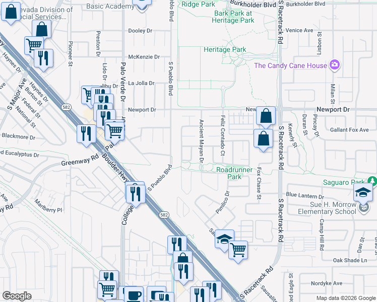 map of restaurants, bars, coffee shops, grocery stores, and more near 536 Viva Serenade Way in Henderson
