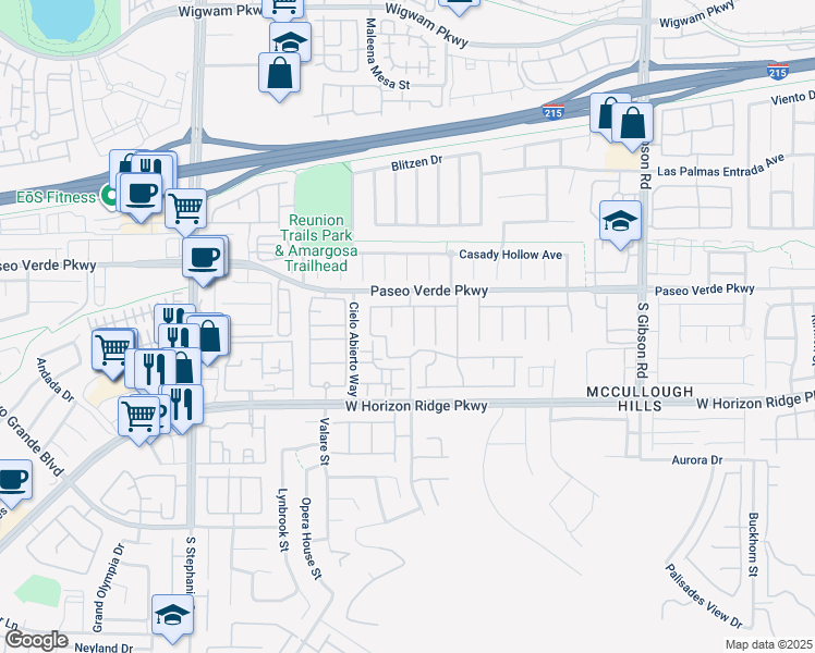 map of restaurants, bars, coffee shops, grocery stores, and more near 171 Tidewater Range Court in Henderson