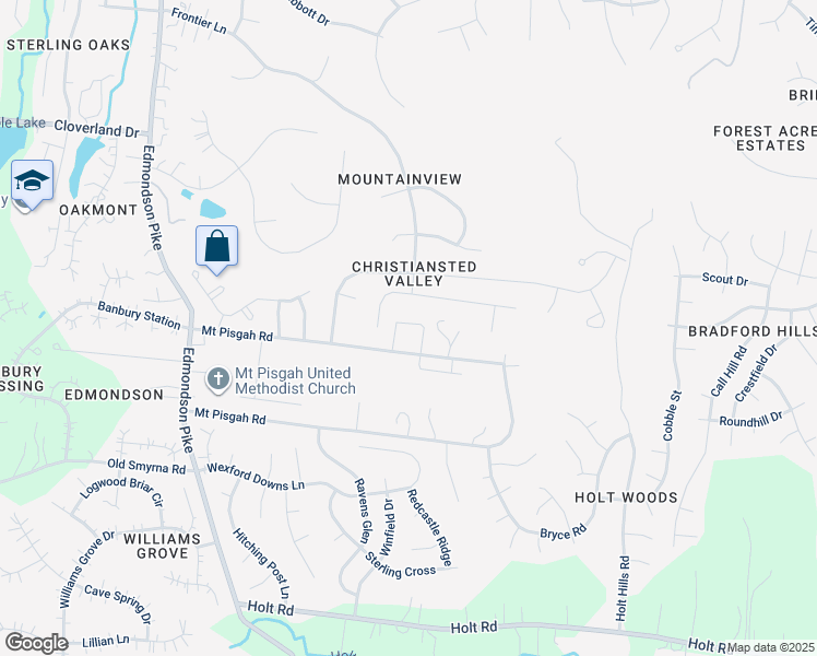 map of restaurants, bars, coffee shops, grocery stores, and more near 6000 Mount Pisgah Road in Nashville