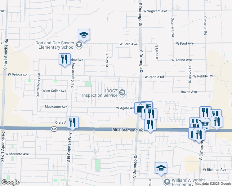 map of restaurants, bars, coffee shops, grocery stores, and more near in Las Vegas