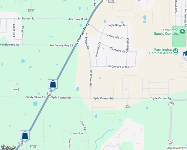 map of restaurants, bars, coffee shops, grocery stores, and more near 12174 Jim Brooks Road in Farmington