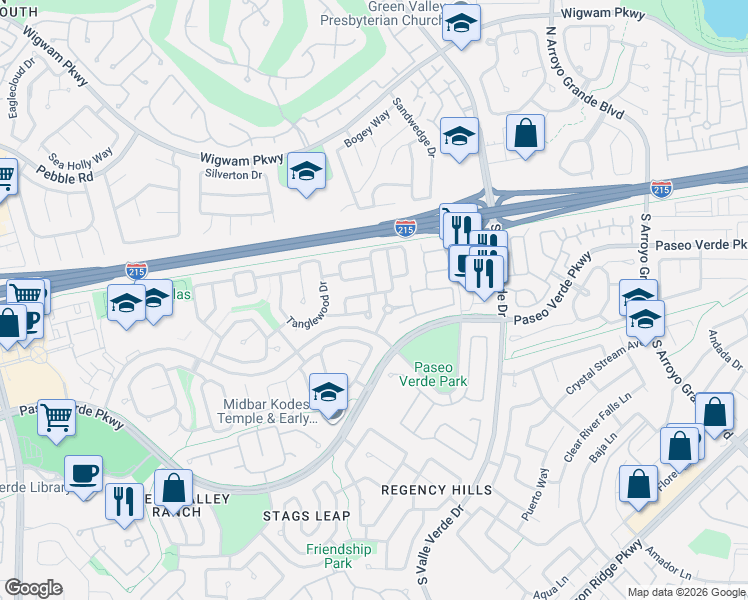 map of restaurants, bars, coffee shops, grocery stores, and more near 42 Durango Station Drive in Henderson